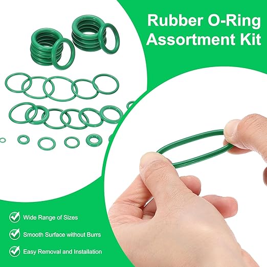 PATIKIL Rubber O-Ring Assortment Kit, 595pcs Seal Gasket with 4pcs Pick&Hook, Green