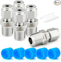 TAISHER 5PCS 304 Stainless Steel Compression Tube Pipe Fitting Connector, 4MM Tube OD x 1/4" NPT Male Straight Adapter