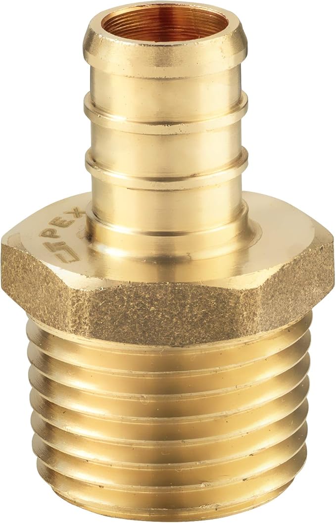 30 PCS EFIELD Pex Barb Crimp Brass Fittings 1/2 inch x 1/2 inch NPT Male Adapter, ASTM F1807,(PEX1807017-30PCS)