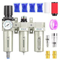TAILONZ PNEUMATIC 0-240PSI 3/4" NPT Industrial 3-Stage Air Dryer System – Particulate Filter, Coalescing Filter, Desiccant Dryer & Regulator (Auto Drain)