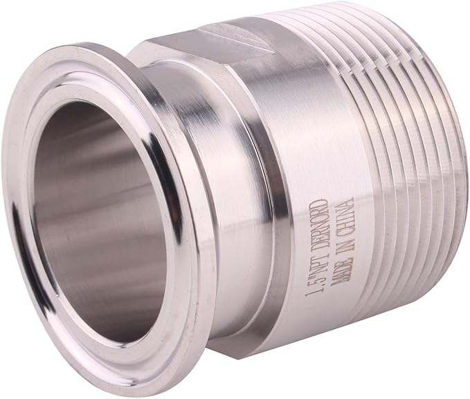 DERNORD 1.5''Tri clamp Adapter to 1.5 inch MNPT Thread Ferrule Sanitary Pipe Fitting