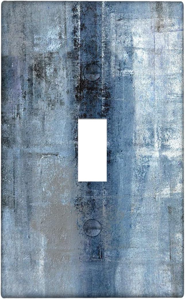 Blue Grey Wall Plate 1 Gang Toggle Switch Decortive Light Switch Cover Modern Abstract Art Wall Plate Cover Wallplates for Bedroom Kitchen Home Decor