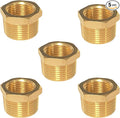 YOUHO 1/4 to 1/8 reducer Brass Threaded Pipe Fitting 1/4 Inch NPT Male x 1/8 Inch NPT Female Hex Bushing Adapter (Pack of5)