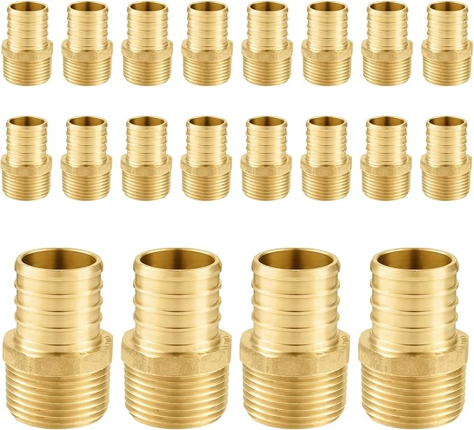 20-Pack PEX Fittings, 3/4" PEX x 1/2" Male Threaded NPT Adapter, ASTM F1807