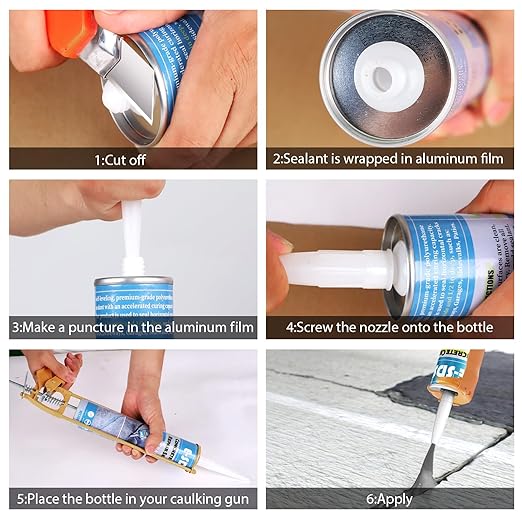 E-SDS Concrete Crack Repair Sealant Self Leveling Gray Polyurethane Adhesive Sealant Construction Sealer Sealing Horizontal Expansion Joints in Concrete 10.5 fl. oz (6 Pack)