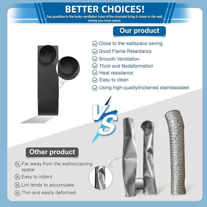 OEM Upgrade 12-19in Adjustable Dryer Vent Periscope - Telescoping Vent Duct for Tight Spaces, Space Saver Dryer Vent Adapter, low profile dryer vent duct,Fits Whirlpool & All 4in Dryer Outlets