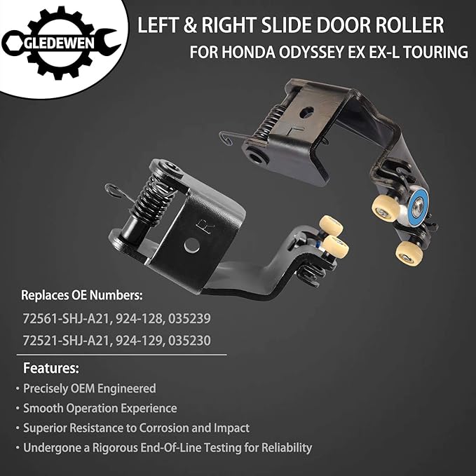 72561-SHJ-A21 72521-SHJ-A21 Slide Door Roller Assembly Fit for 2005-2010 Honda Odyssey EX EX-L Touring, 1 Pair Left & Right Replaces # 924-128, 924-129