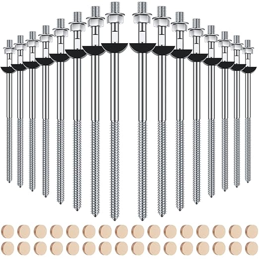 Shimeyao 16 Set Wood Newel Mounting Kit Newel Post Fastener Installation Kit for Residential and Commercial Installation, Anchors Post Directly to Wood or Concrete Floor