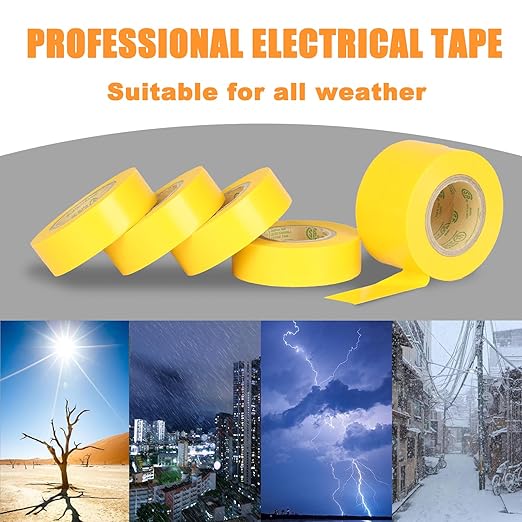 Yellow Electrical Tape, UL Approved, 9 Pack 0.7in X 33ft, Industrial Grade Vinyl Electrical Insulating Tape, Electric Tape for Improvement Electrical Equipment