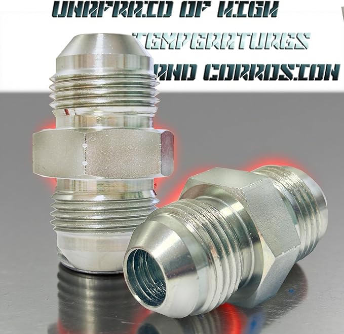 3/8" JIC Male x 3/8" JIC Male Hydraulic fitting, Carbon Steel SAE 37° Flare Pipe Adapter Tube Fitting Straight Connector, 10 Pack