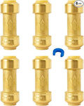 SUNGATOR 1/2 Inch Check Valve, No Lead Brass Push to Connect Plumbing Fittings to Connect PEX, Copper, CPVC, PE-RT, With A Disconnect Clip, Pack of 6