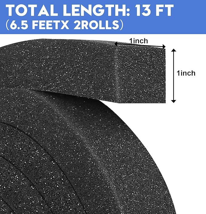 3 Rolls Air Conditioner Window Seal, 1''X1''X 6.5 Ft Non-Adhesive Foam with White Points, Air Conditioner Foam Insulation for Door/Window Seal, Total 19.5FT