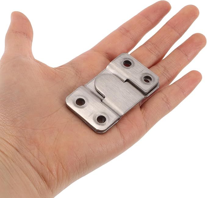 Stainless Steel Hanging Buckle and Interlocking Frame Hanger Heavy Duty Sectional Furniture Connectors with Screws for Picture Frame Mounting and Wall Display (4 Pairs, Large)