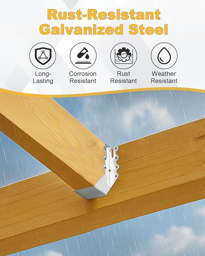 25 Pcs 2x6 Joist Hangers for Wood, 20 Gauge Galvanized Face Mount Joist Hangers, Heavy Duty Hurricane Ties for Rafters Roofs Decks Floors Ceilings