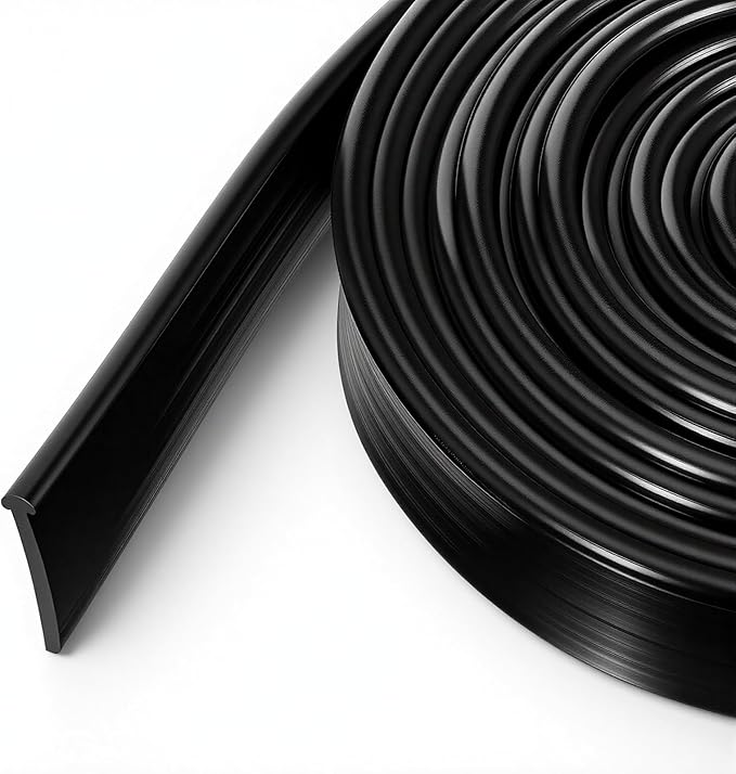 Framed Shower Door Bottom Seal Shower Bottom Waterproof Door Rubber Sweep Trim 118 Inch Black Silicone Waterproof Trim Sweep Replacement Seal for Home Bathroom Showers, Tee Insert Shape