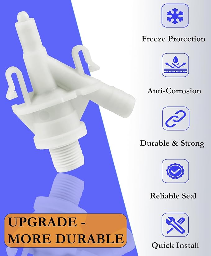 Upgraded RV Toilet Water Valve Replacement Kit Compatible with RV Toilet 300, 310, 320, Includes 385311641 Water Valve & 385311658 Toilet Seal, for Camper/Travel Trailers Pedal-Flush Toilet
