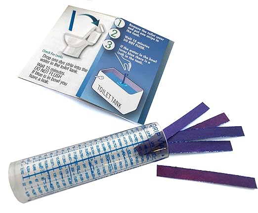 Dye Drop Blue Leak Detection Drip Vial Toilet Tab Strip Test Multi-Use Tracer Silent Leaks (Strip 5 Pack)