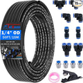 1/4" Air Line Tubing Kit,1/4" OD DOT Air Line 50 FT(15 m) SAE j844 PA Nylon Air Hose Tube and Push to Connect Fitting for Air Brake System Or Fluid Transfer,15 Pcs Compressed Accessories Kit
