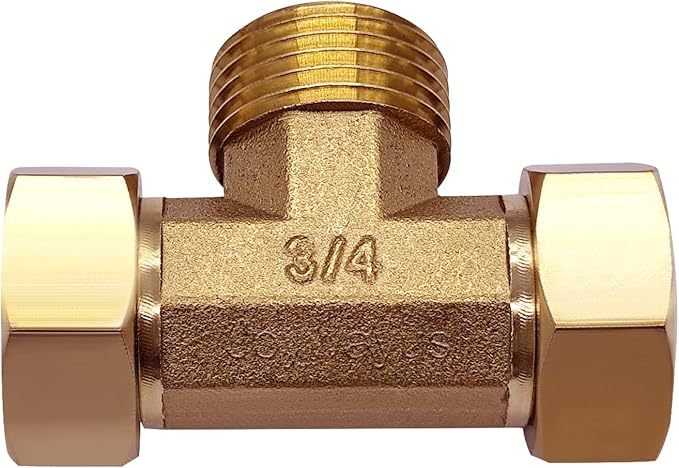 Joywayus 3/4" GHT Female × Male × Female Brass Tee Swivel Pipe Fitting T 3-Way Adapter