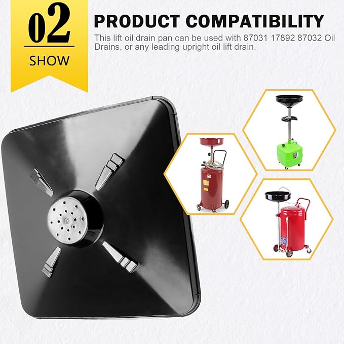 2Pcs Transmission Drain Pan 17892 for Lisle Oil Drains - 4Pcs 22'' Oil Drain Splash Pad,Large Fluid Catch Pan Square Oil Drain Pan Fits Many Different Funnels Keep Floor Clean