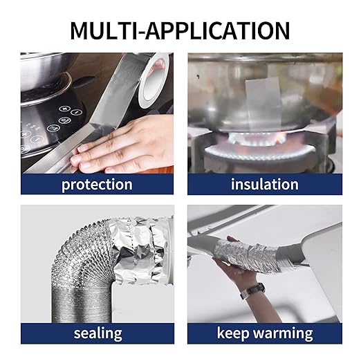 TAPEBEAR Aluminum Foil Tape, Aluminum Air Duct Tape, Withstand 80°C to 100°C, Heat Resistant Tape Insulation Tape for HVAC, Sealing & Patching, Metal Repair, 3inch x 50yard,20Rolls