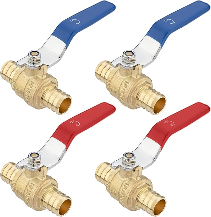 [4 Pieces] Lingmfg 3/4" PEX-B Crimp Ball Valve Shut Off Valve LING-BV1-3/4F1807-4