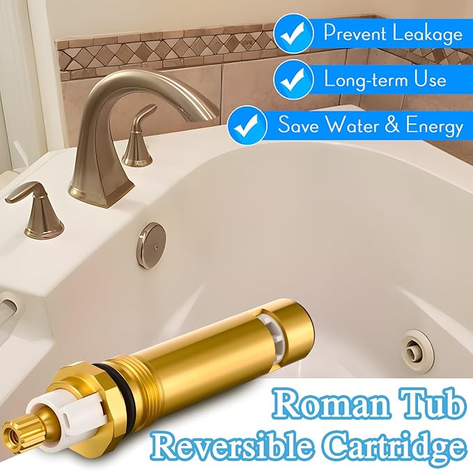 Dreyoo Ceramic Cartridge Compatible with 9103050, Roman tub Reversible Cartridge Compatible with Price/Pfister, Shower Valve Faucet Stem, Work for Both Hot and Cold