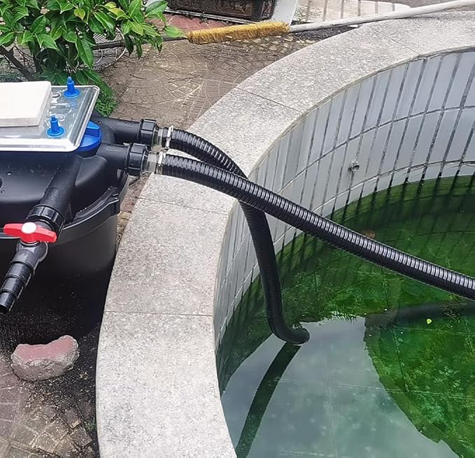 Corrugated Flexible Pond Tubing 1.5 Inch x 10 Feet with Clamps PVC Sump Pump Discharge Water Hose for Garden Ponds Waterfalls Camping Caravans Filters