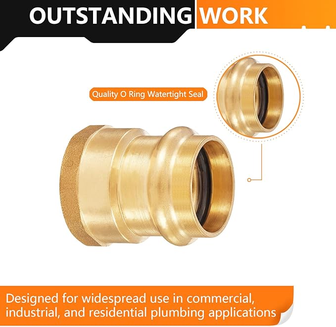 10-Pack HeSun Copper Press Fitting Adapter,1/2" Press X 1/2" Female NPT Adapter, LF Brass(PEX1807354)