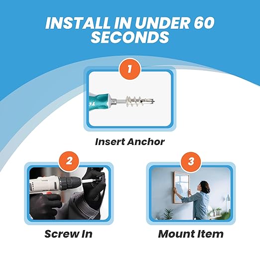 Assorted Drywall Anchors and Screws Kit – 130pcs #8 x 1-1/4” Self Drilling Anchors – No Pre-Drill Required – Heavy Duty Wall Anchors for Drywall – Holds Up to 75lbs,Metal+Nylon Anchors