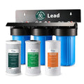 iSpring 3-Stage Whole House Water Filter System, SGS-Tested to Remove Up to 99% Lead, Reduces Chlorine & Sediment, Whole Home Water Filtration System w/ 10” x 4.5” Filters, Model WGB31B-CPB