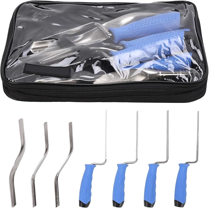Luqeeg 7Pcs Masonry Trowel Set, Stainless Steel Brick Trowel and Double End Corner Hand Float Kit for Tile Grouting, Pointing Repair, Trimming Narrow Brick Joints, Joint Cleaning