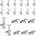 20-Pack Foskan 1/4 Turn Loose Key Angle Stop Valve,Compression Shut Off Valve 1/2" NOM (5/8" OD) x 3/8" OD,Chrome Plated Brass