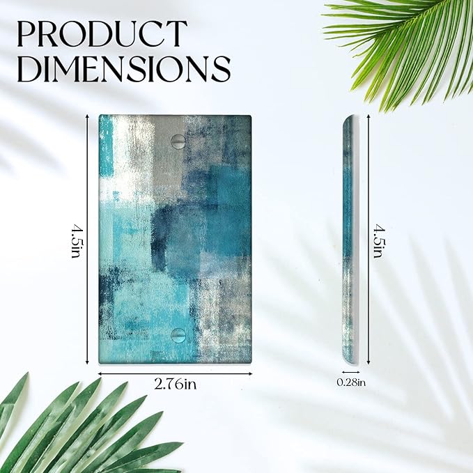 Turquoise Grey Switch Plate Cover One Gang Teal Light Switch Cover Modern Abstract Art wall plate Decortive Light Switch Cover WallPlates for Home Kitchen Decor