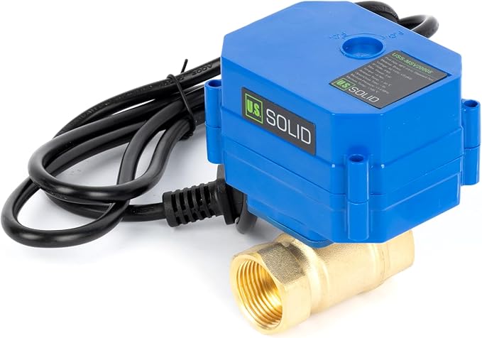 U.S. Solid 3/4" NPT Motorized Ball Valve with US Plug 110VAC Brass Electrical Ball Valve,Auto Return, Normally Closed, IP65