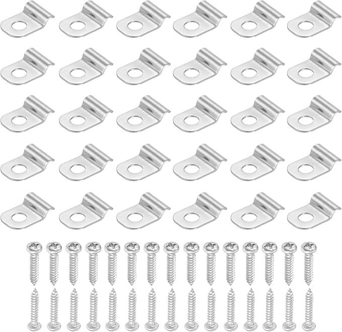 uxcell 50Pcs 3mm(1/8") One Hole Rigid Pipe Strap, 304 Stainless Steel Conduit Clamp Thicken U Bracket Heavy Duty Pipe Clamp with Self-Tapping Screws for Fixing Tube Cable, Silver