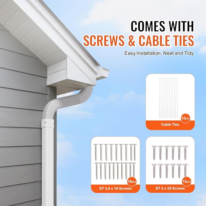 VEVOR Mini Split Line Set Cover 3-inch W 10Ft L, PVC Decorative Pipe Line Cover for Air Conditioner with 5 Straight Ducts & Full Components Easy to Install, Paintable for Heat Pumps, White