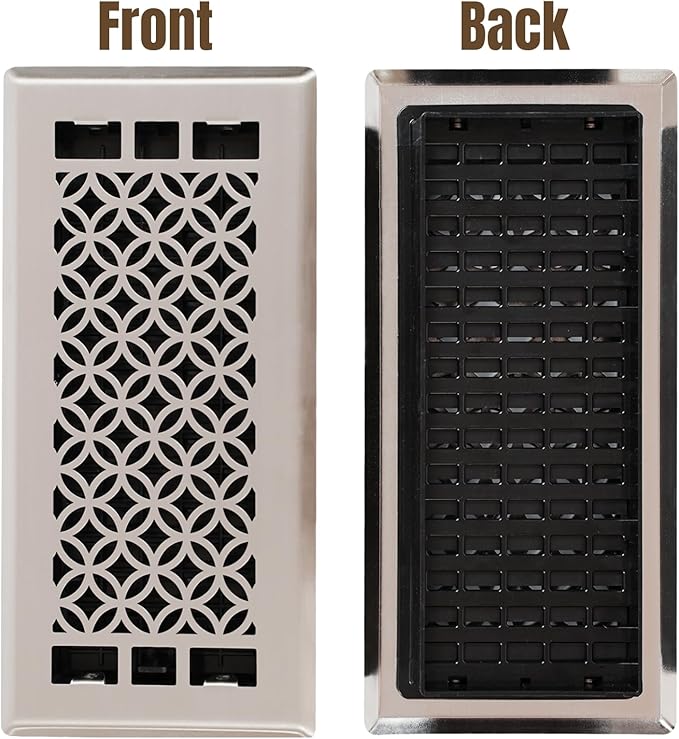 Floor Vent Covers 4x12 - Air Vent Covers, Heavy Duty Floor Vents for Home, Adjustable Airflow Register Vent Cover for Walls and Wood Flooring, Floor Register Cover Air Vents Satin Nickel Finish