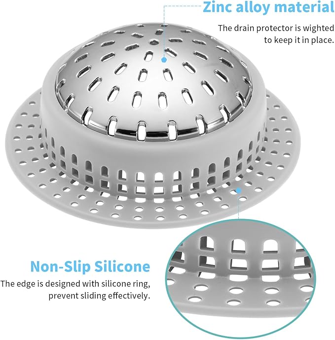 Shower Drain Hair Catcher, Shower Drain Cover, Bathtub Drain Hair Catcher for Pop-Up & Regular Drains
