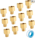 SUNGATOR 12-Pack 3/8 Inch Female to 1/4 Male Reducer, NPT Brass Pipe Fittings Adapters, 1/4" Male to 3/8" Female NPT Reducer Adapters, Brass Pipe Extension Connectors