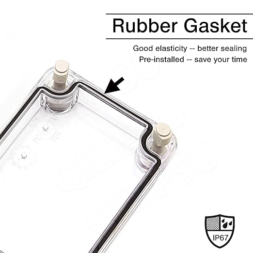QILIPSU Outdoor Junction Box IP67 Waterproof Project Box ABS Plastic Weatherproof Electrical Enclosure Clear Cover (4.9"x4.9"x3" CC)