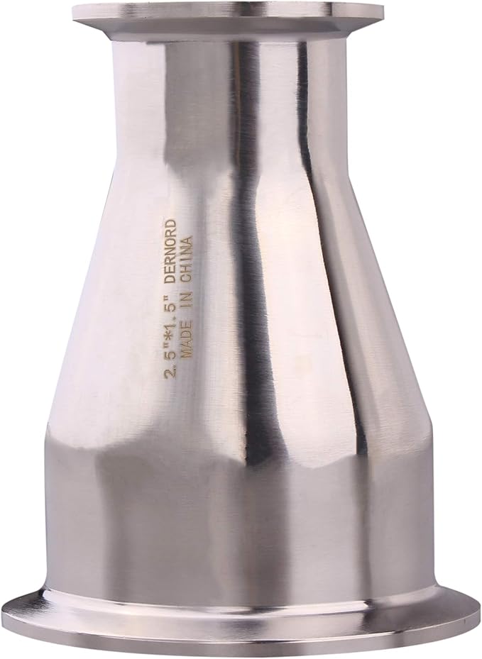 DERNORD Sanitary Fitting Reducer Fitting SUS304 Tri Clamp Ferrule Style 2.5" Tube OD to 1-1/2" Tube OD