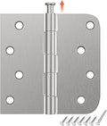 HOSOM 6 Pack Brushed Nickel Door Hinges Exterior 4 Inch 5/8" Radius Interior Hinge with Removable Pin, Perfect for Heavy Duty Front & Back Door Antirust & No Squeaks