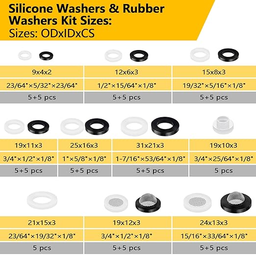 258 PCS Faucet Washers Assorted Kit - 32 Sizes Plumbing Hose Bib Washer Repair Kit for Spigot Repair, Sink, Valve Stem, Hose Nozzle, Outdoor Faucet - Leak Repair