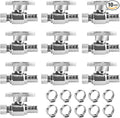 WiseWater Shut Off Valve 1/2" PEX x 3/8" Compression, 1/4 Turn with 10 Stainless Steel Clamps, Chrome Plated Brass PEX Straight Shut Off for Sink & Toilet (10-Pack)