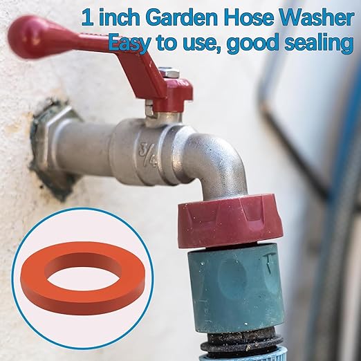 80 Pcs Garden Hose Gasket Rubber Seal, Fits All Standard 3/4 Inch Outdoor Hose Fittings with Heavy Duty Red and Black Self-Locking Tabs to Hold The Gasket Securely in The Fitting