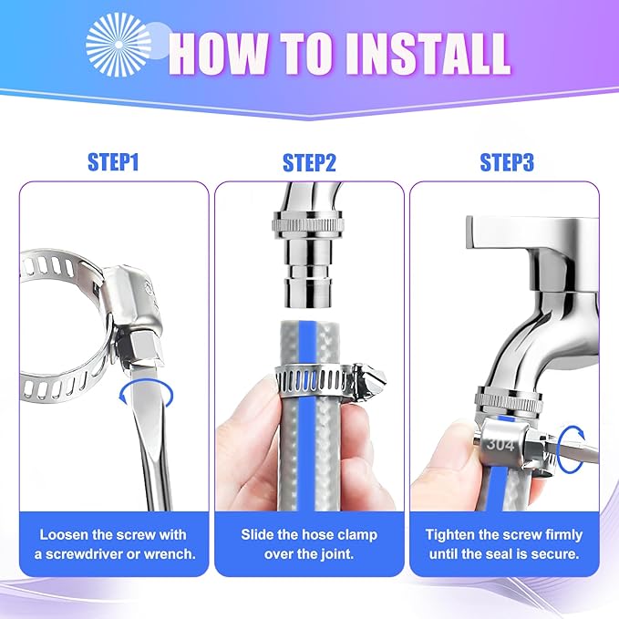 Hose Clamp- Duramedal 20 PCS Stainless Steel Hose Clamps Assortment Kit 1/2''–3/4'' stainless steel hose clamps for Fuel Line, Plumbing, Automotive, Mechanical Applications, Tube, Garden