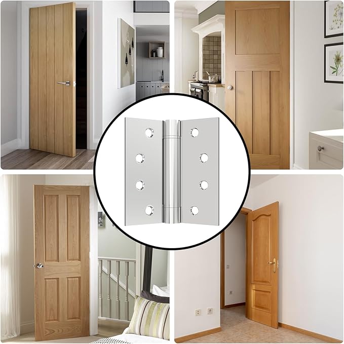 Hinges Self Closing Door Hinges 4 Inch 304 Stainless Steel Hinges Spring Loaded Hinges with Adjustable Tension Square Corners Heavy Duty Hinges 2 Pack