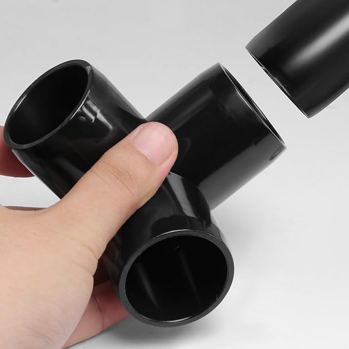 3 Way PVC Pipe Fittings 1 Inch, Zernmiarder Black PVC Elbow Corner Side Outlet Tee Fitting, SCH40 Furniture Grade Pipe Connectors - Fits 1" Polyvinyl Chloride Pipes, 12 Pieces