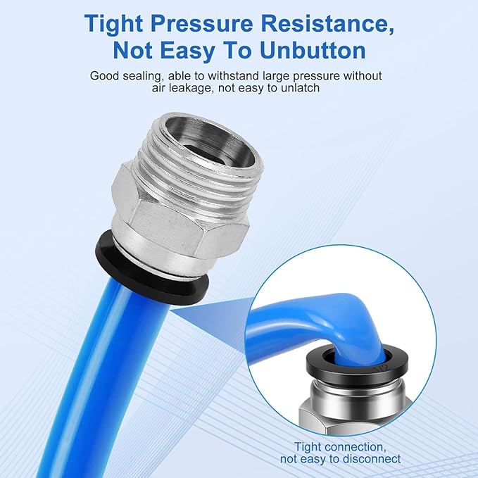 10 Pcs Push-to-Connect Fittings 1/2 Inch Tube OD x 1/2 Inch NPT Thread Pneumatic Male Straight Quick Connect Air line fittings
